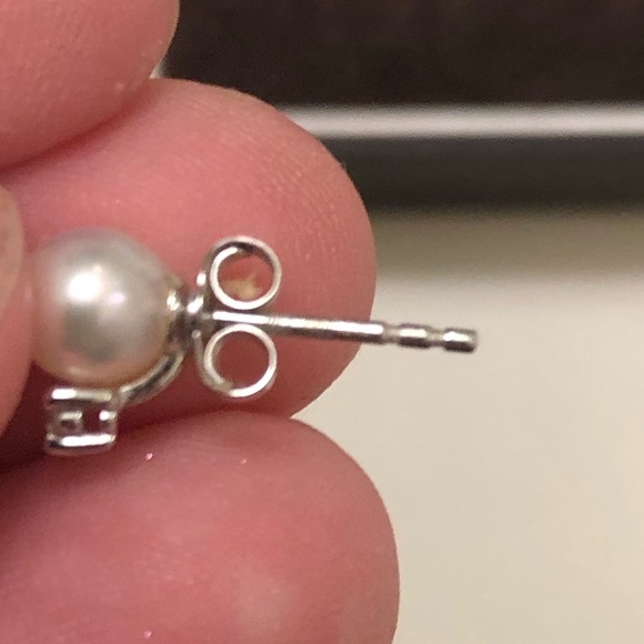Pearl earrings with real diamond - Picture 3 of 3
